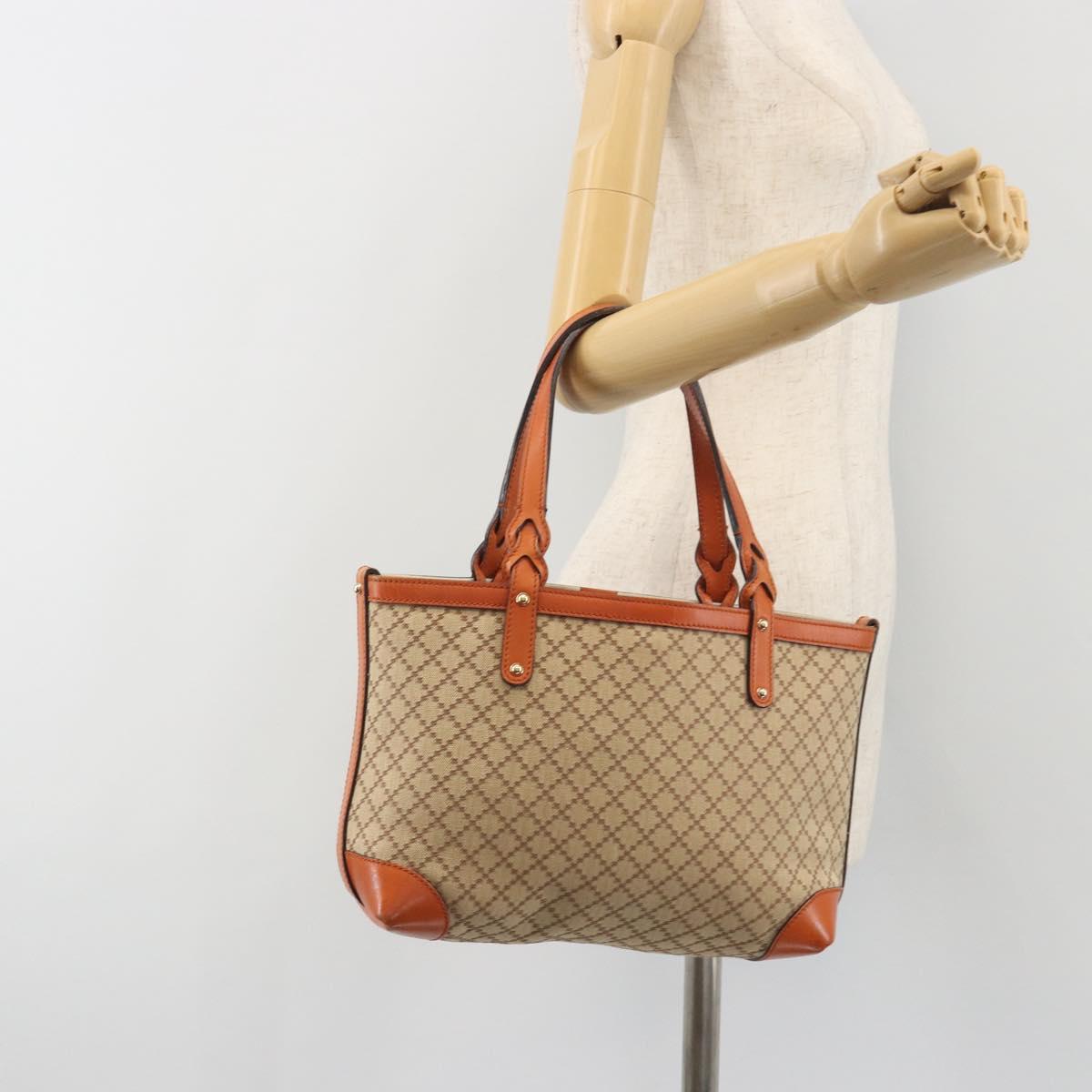 GUCCI Diamante Tote Bag Canvas Beige Silver 269878 Auth 197138