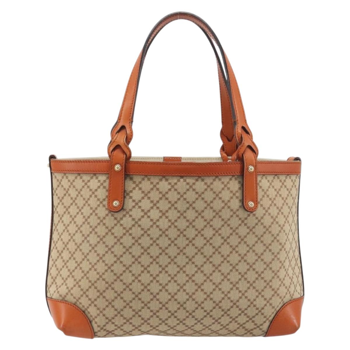 GUCCI Diamante Tote Bag Canvas Beige Silver 269878 Auth 197138