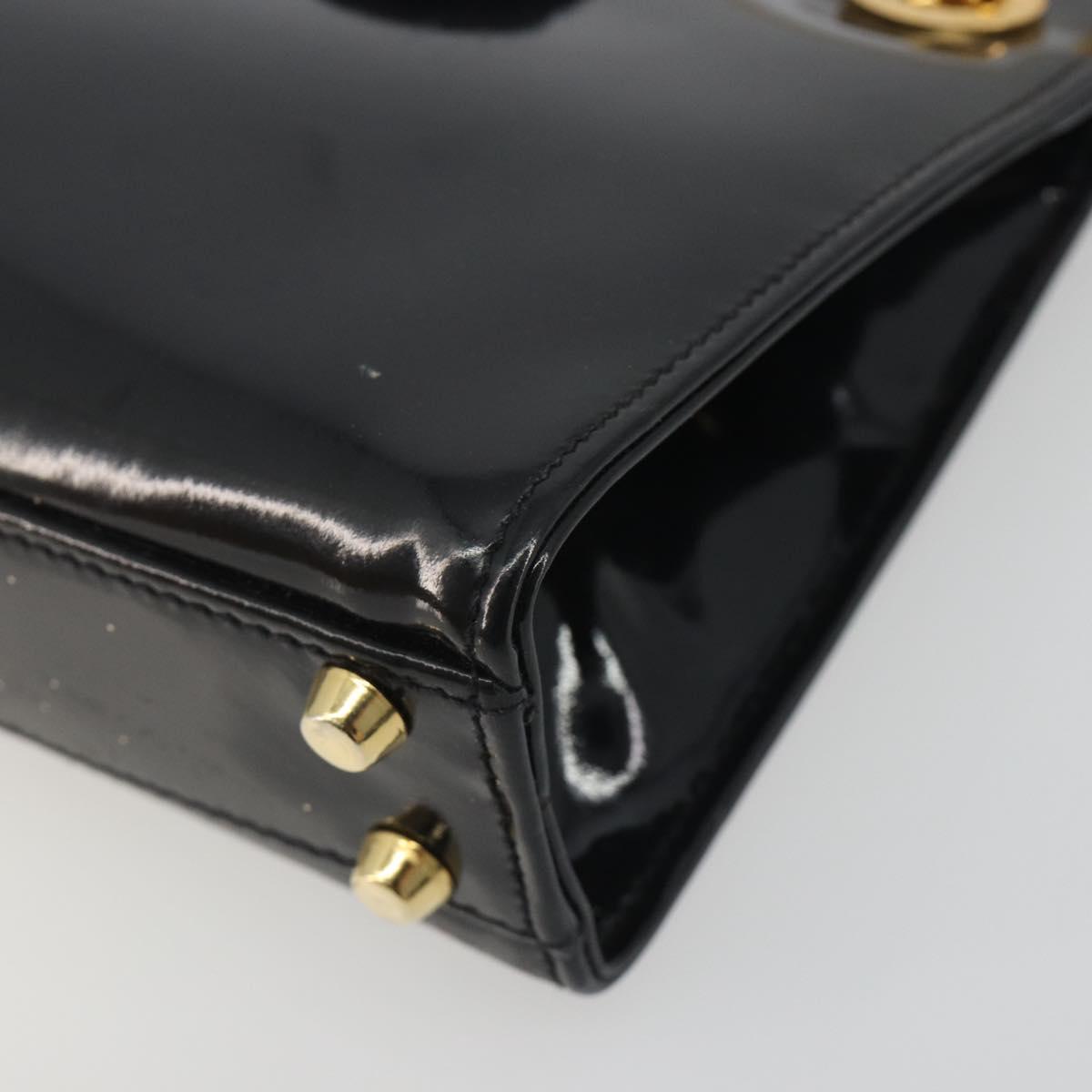 TIFFANY&Co. Chain Shoulder Bag Patent leather Black Gold Auth 197139
