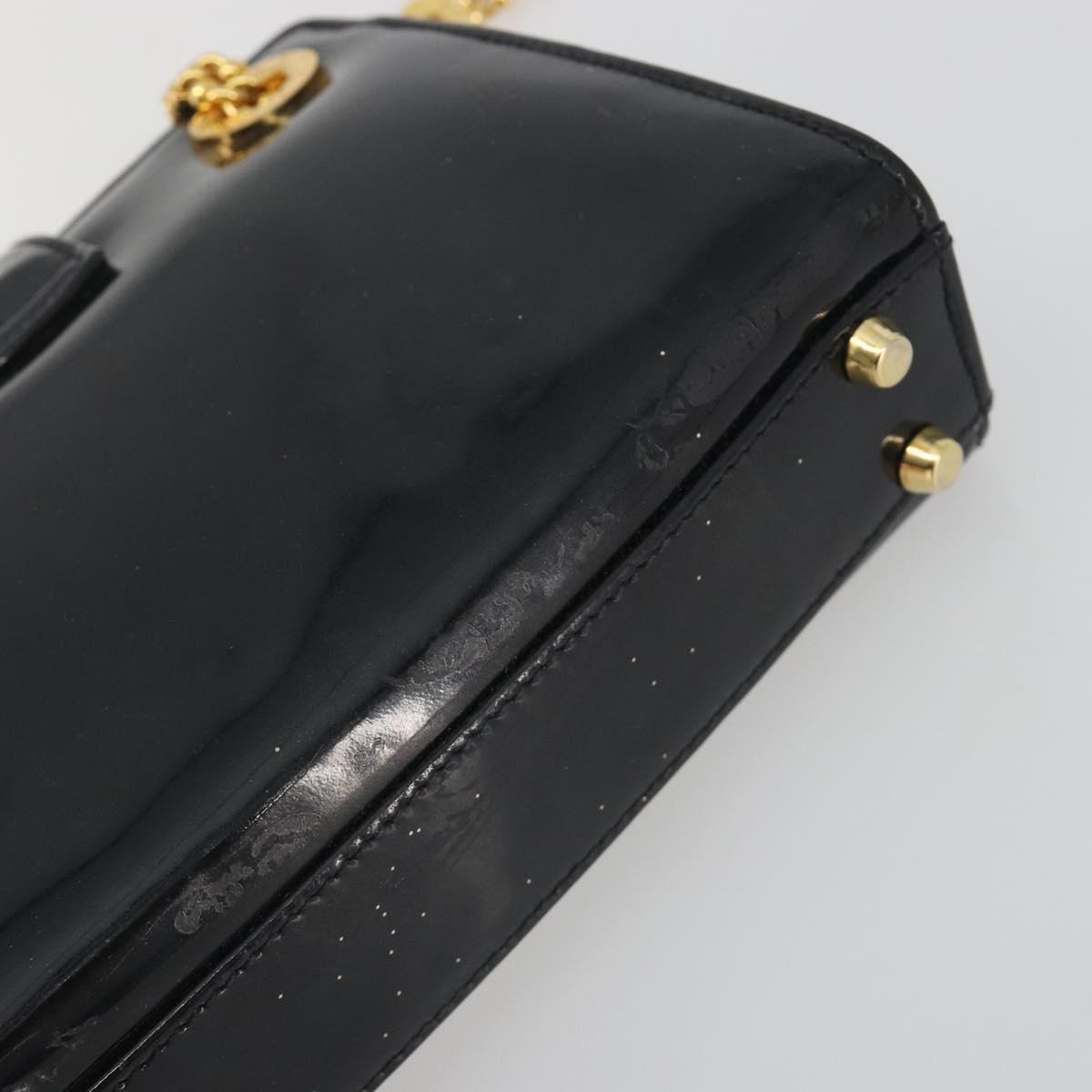TIFFANY&Co. Chain Shoulder Bag Patent leather Black Gold Auth 197139