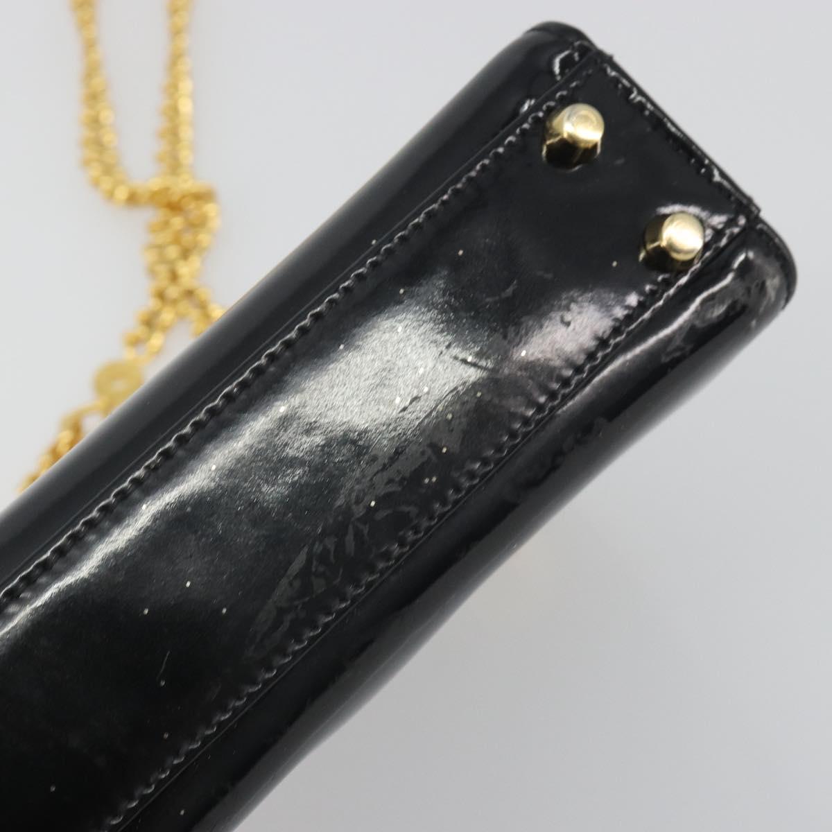 TIFFANY&Co. Chain Shoulder Bag Patent leather Black Gold Auth 197139