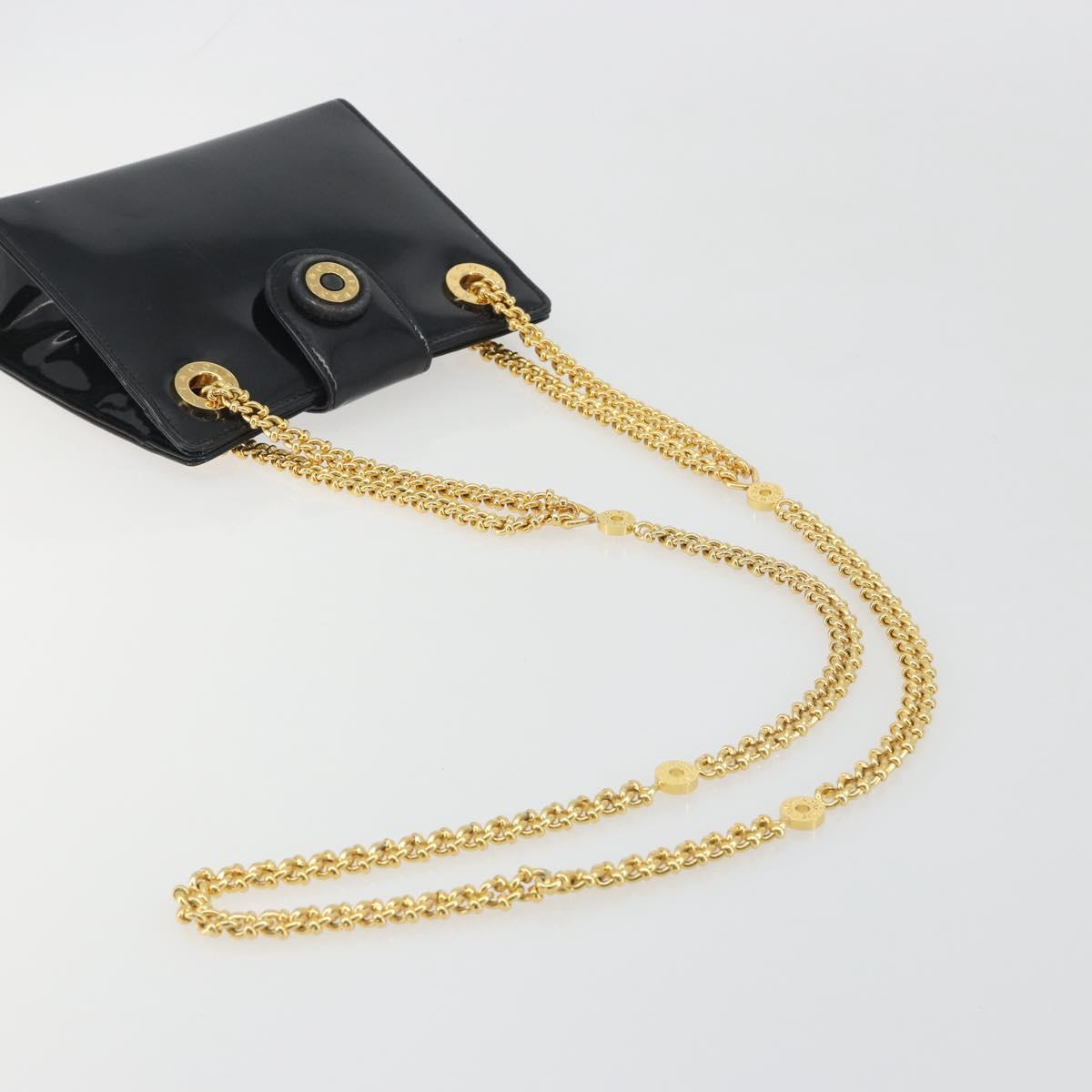 TIFFANY&Co. Chain Shoulder Bag Patent leather Black Gold Auth 197139