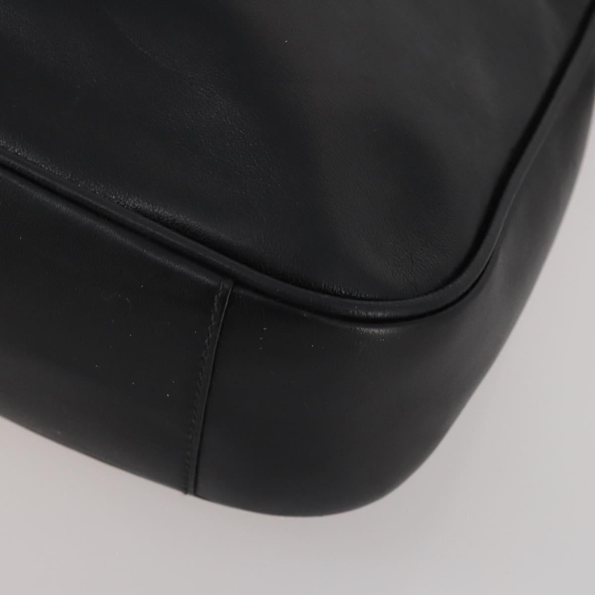 GUCCI Bamboo Hand Bag Leather 2way Black Gold 001 1638 2615 Auth 197140