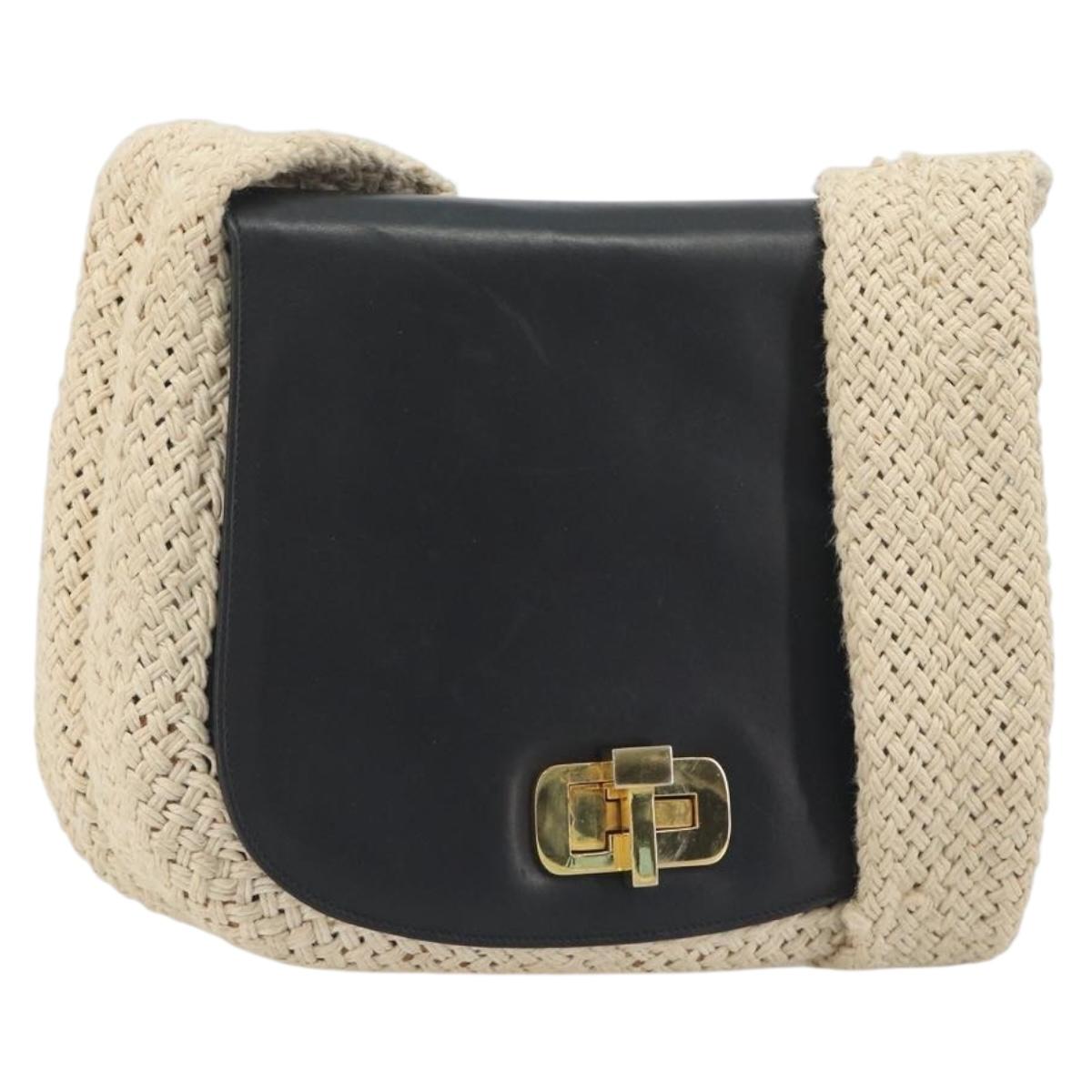Salvatore Ferragamo Shoulder Bag Leather Black Gold Auth 197141