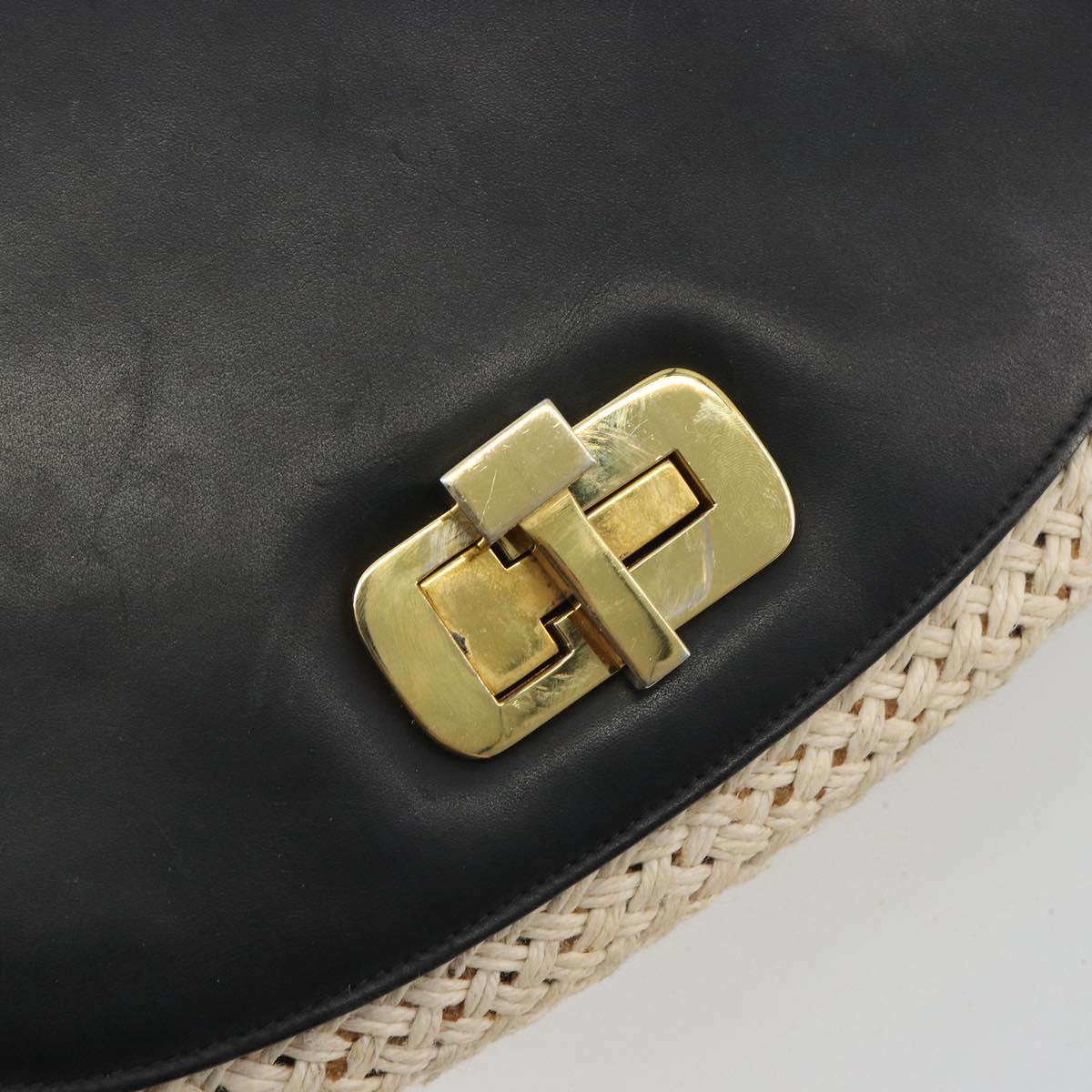 Salvatore Ferragamo Shoulder Bag Leather Black Gold Auth 197141