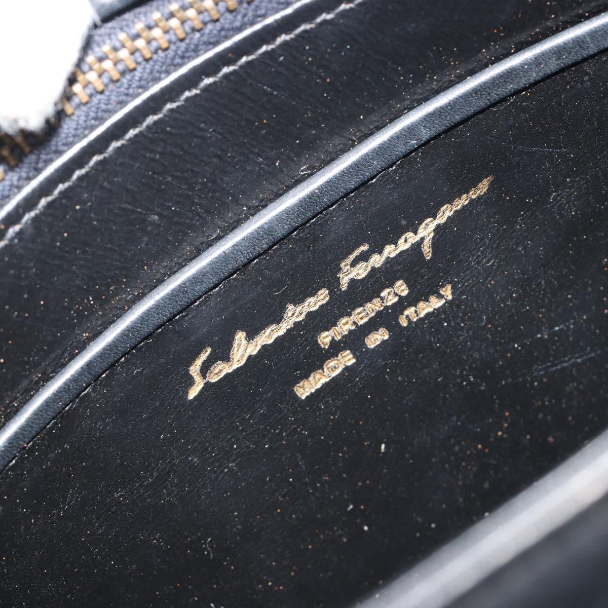 Salvatore Ferragamo Shoulder Bag Leather Black Gold Auth 197141