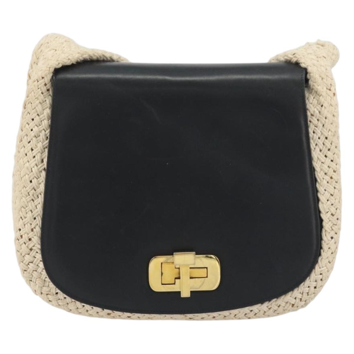 Salvatore Ferragamo Shoulder Bag Leather Black Gold Auth 197141