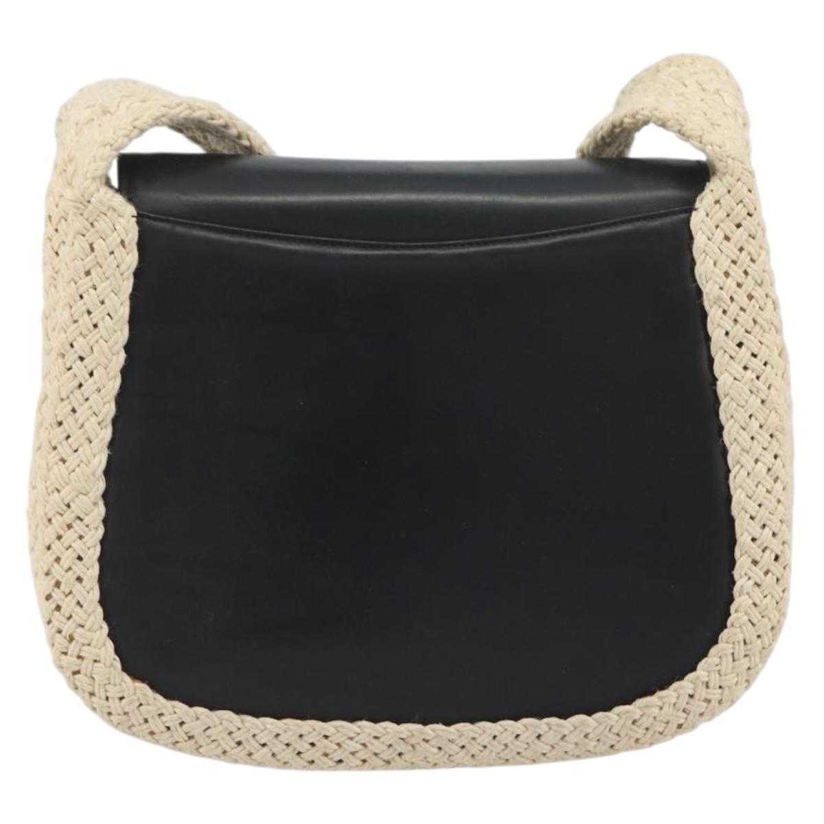 Salvatore Ferragamo Shoulder Bag Leather Black Gold Auth 197141