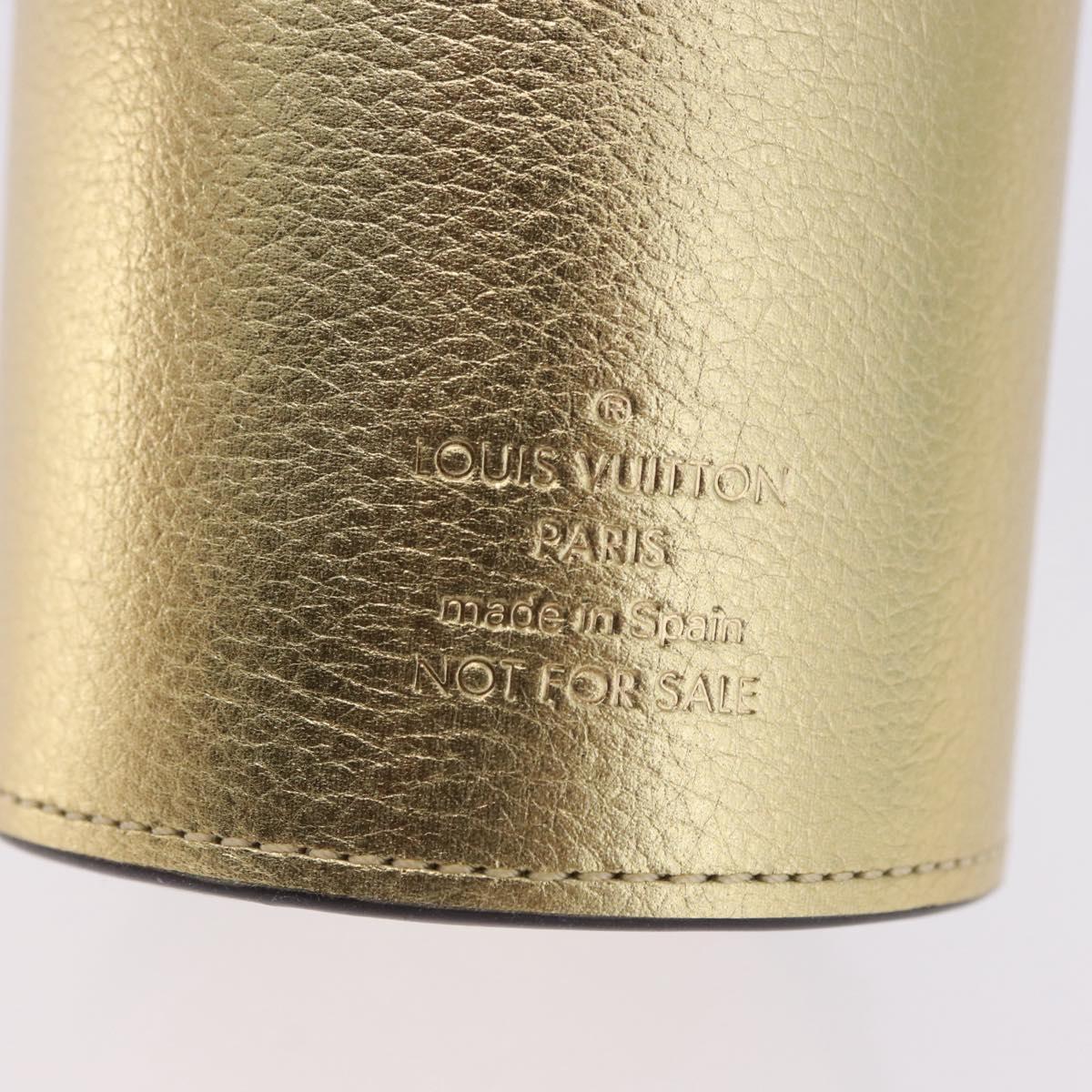 LOUIS VUITTON Monogram Pocrayon Gaston Pen Case Gold LV Auth 197153A