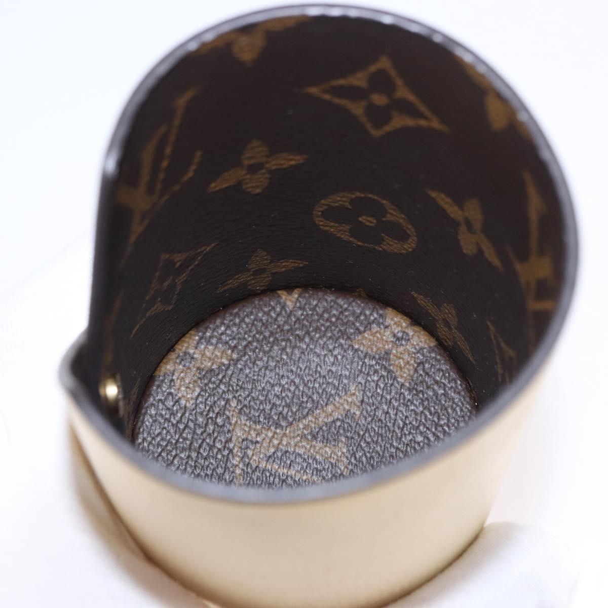 LOUIS VUITTON Monogram Pocrayon Gaston Pen Case Gold LV Auth 197153A