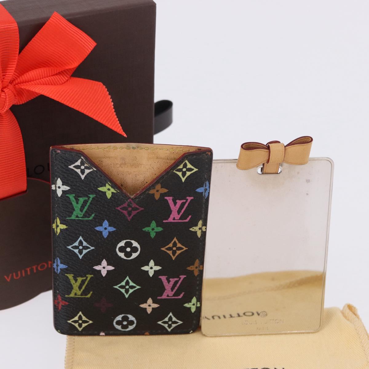 LOUIS VUITTON Monogram Multicolor Etui Hand Mirror Black M92651 LV Auth 197154V