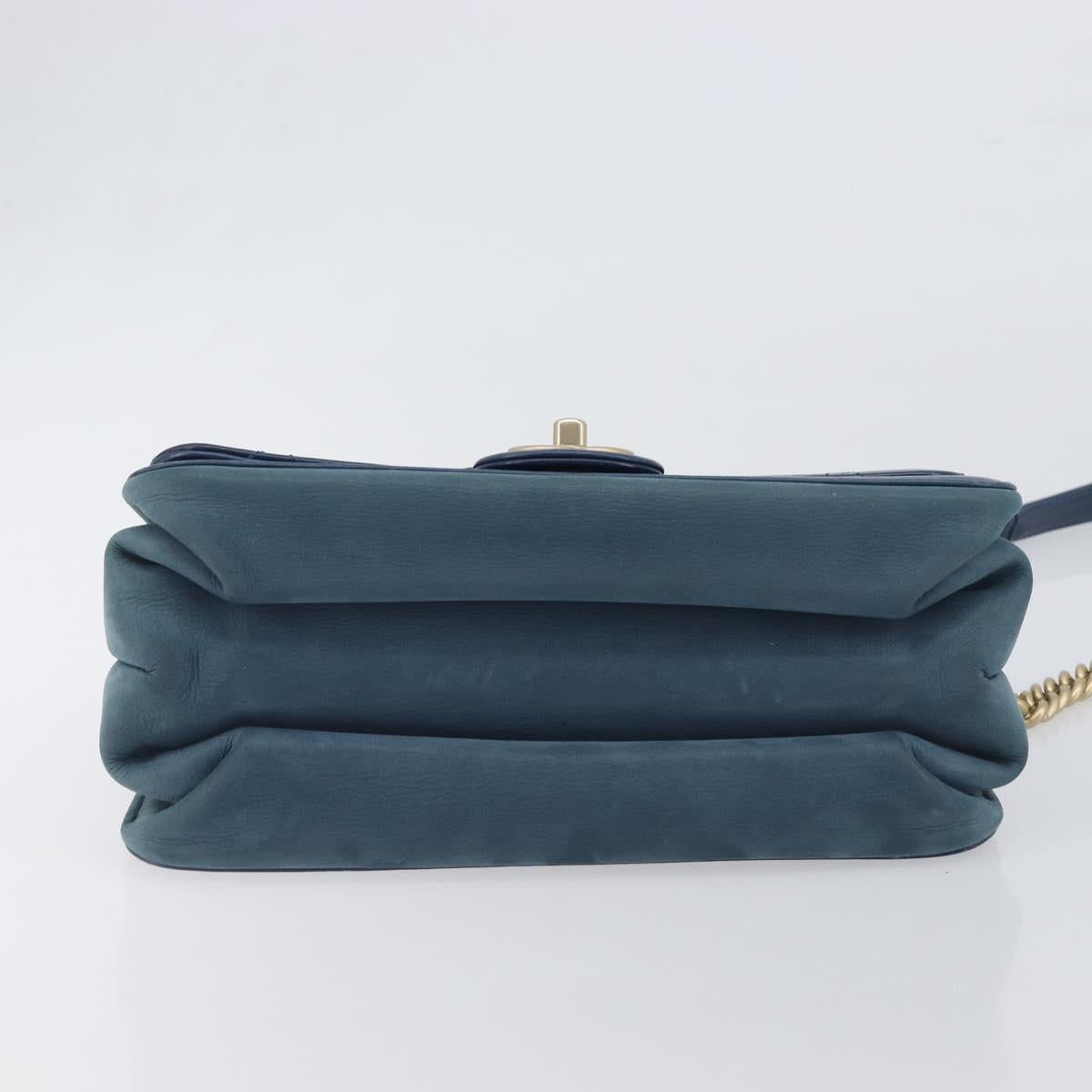 CHANEL Matelasse Chain Shoulder Bag Leather 2way Navy Gold CC Auth 197156V