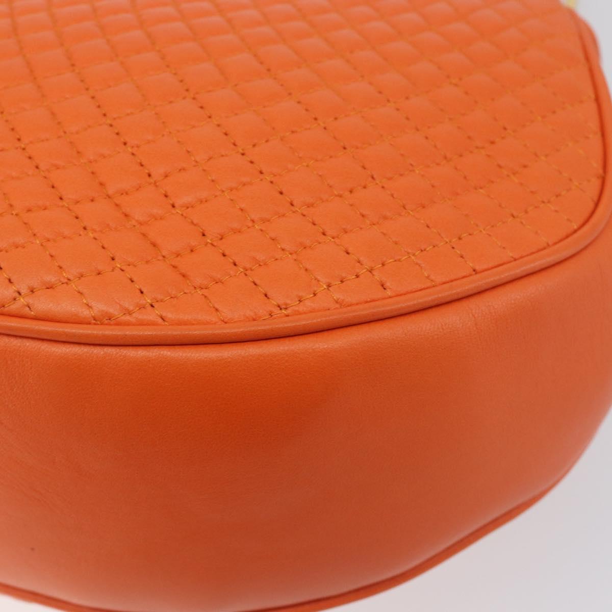 BALLY Hand Bag Leather 2way Orange Gold Auth 197157A