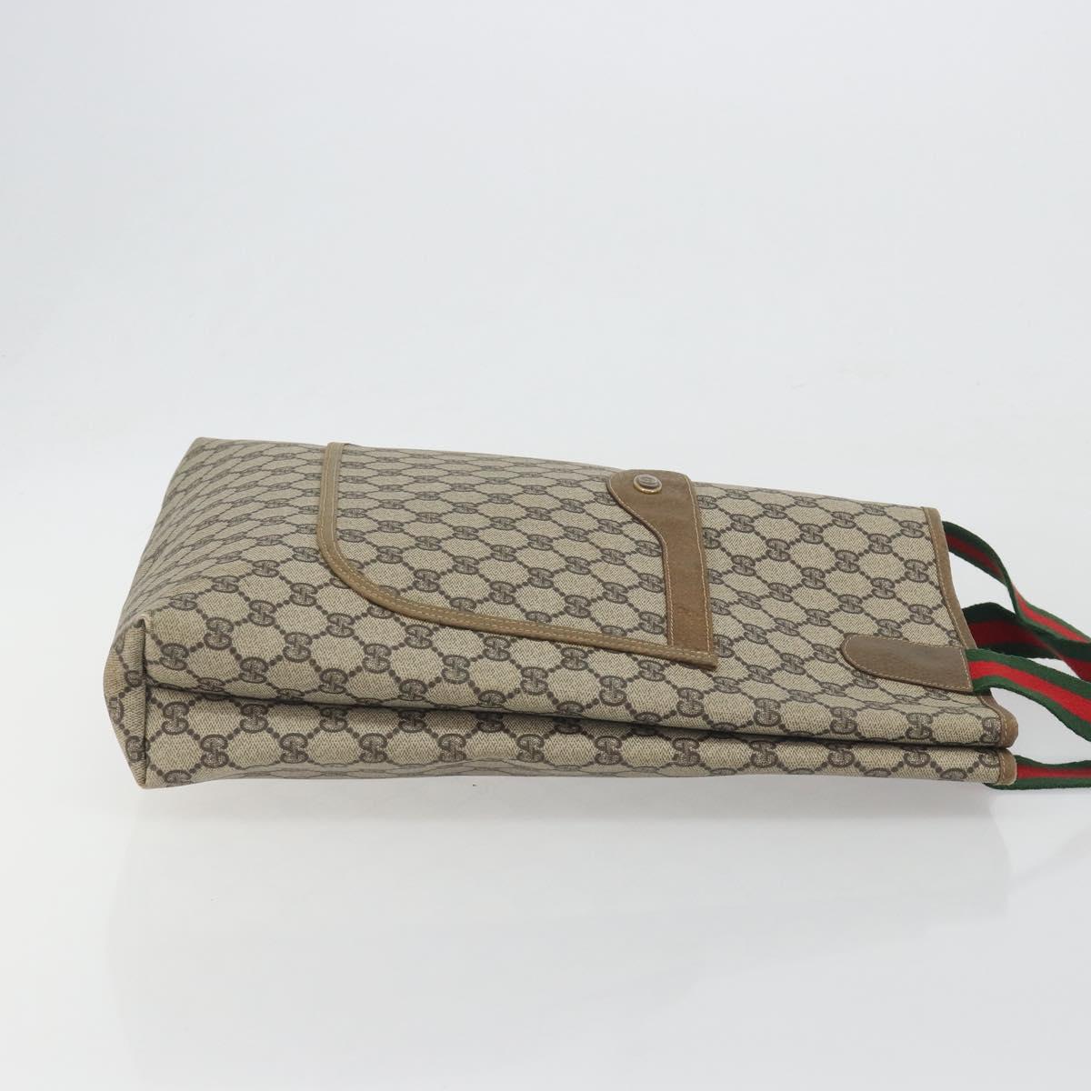 GUCCI GG Supreme Web Sherry Line Tote Bag PVC Beige 47 02 2140 Auth 197160