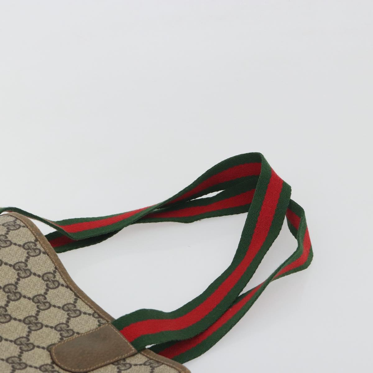 GUCCI GG Supreme Web Sherry Line Tote Bag PVC Beige 47 02 2140 Auth 197160
