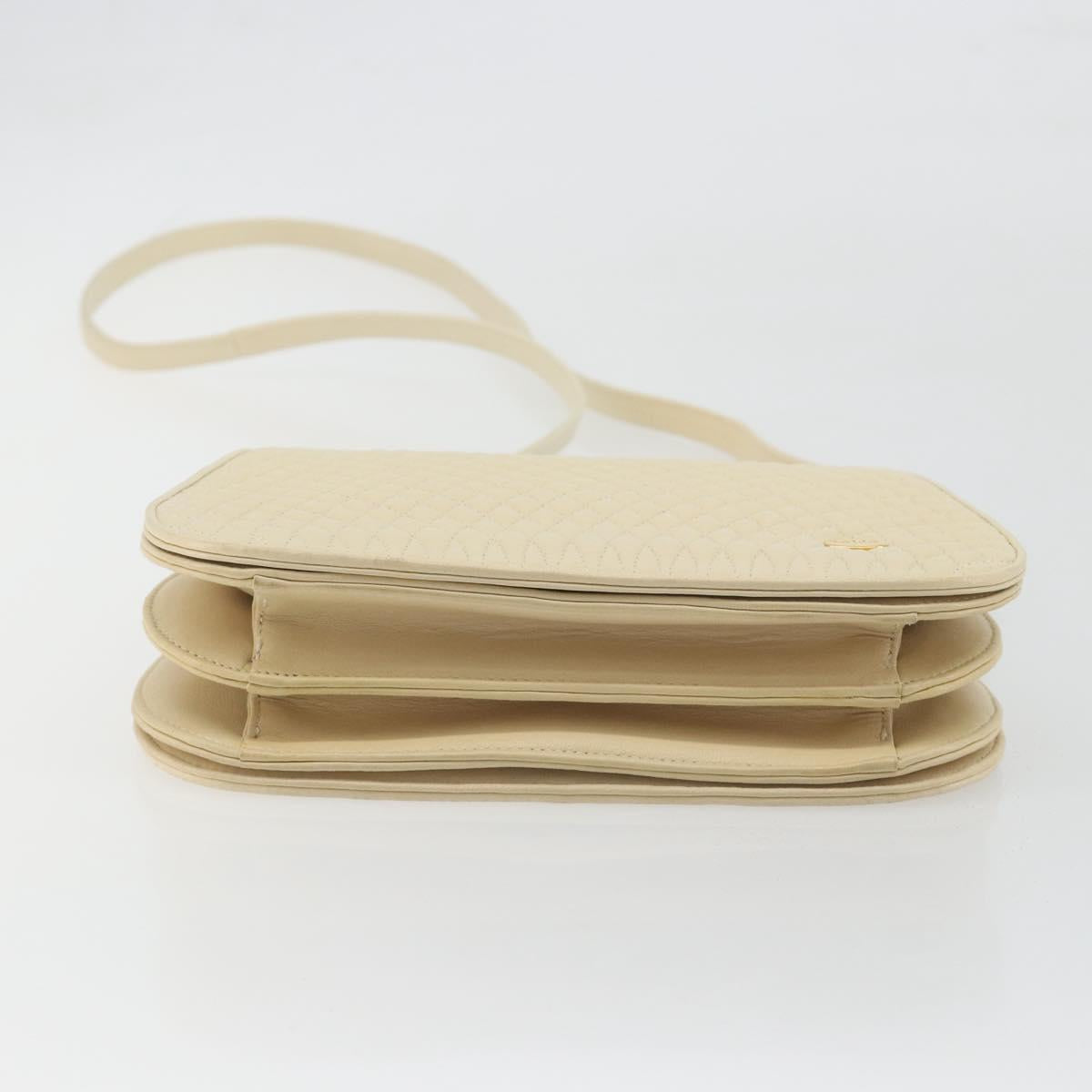 BALLY Shoulder Bag Leather 2way Ivory Gold Auth 197162A