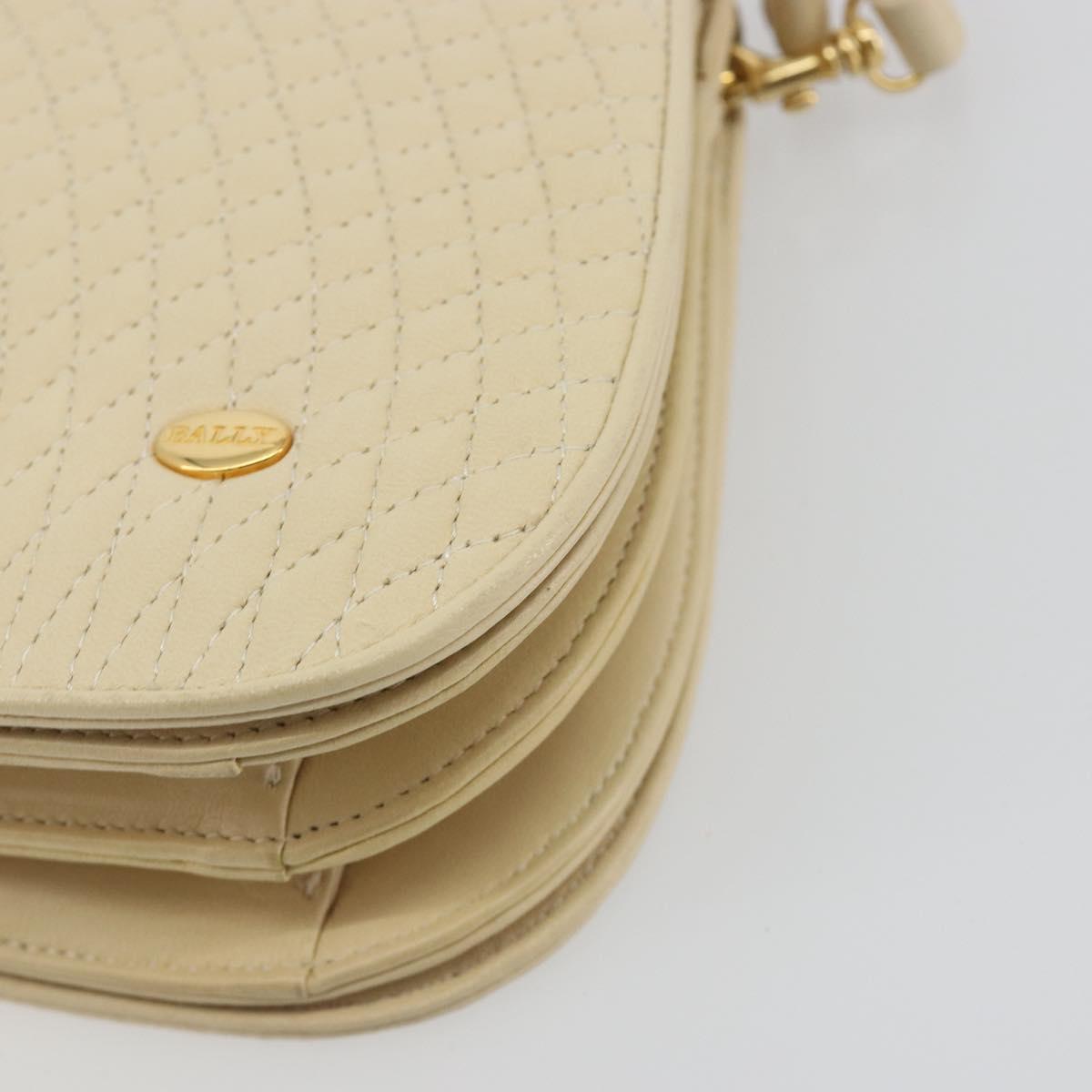 BALLY Shoulder Bag Leather 2way Ivory Gold Auth 197162A