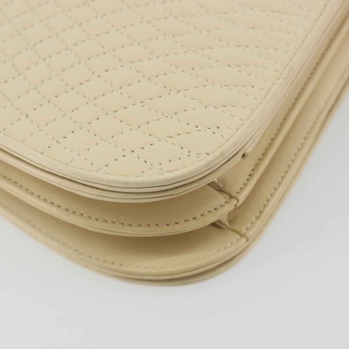 BALLY Shoulder Bag Leather 2way Ivory Gold Auth 197162A