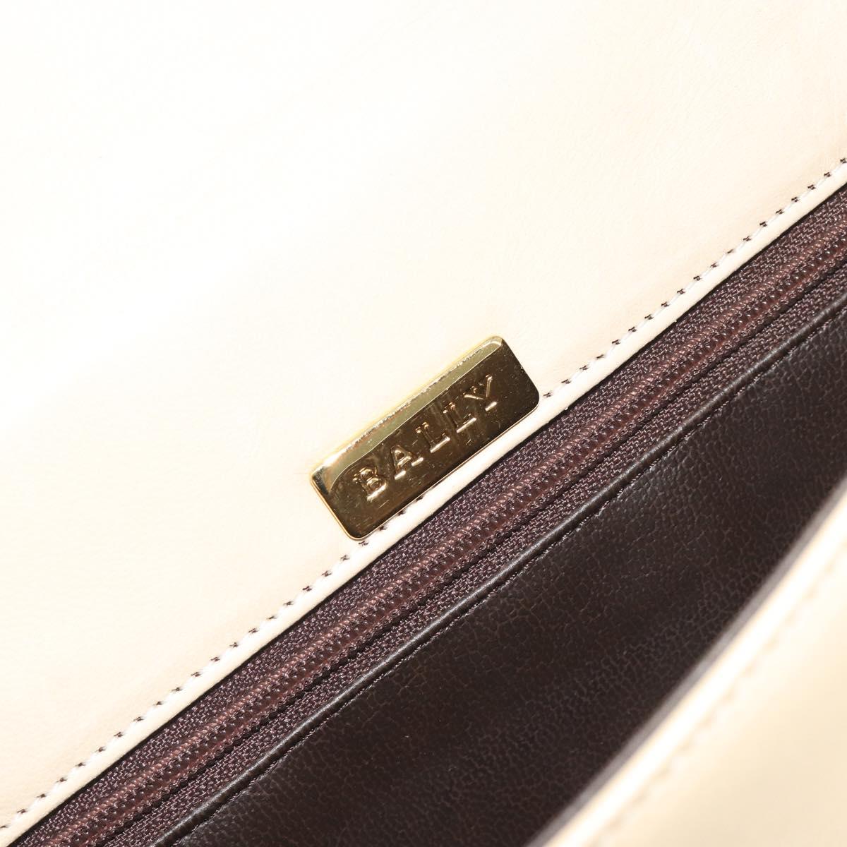 BALLY Shoulder Bag Leather 2way Ivory Gold Auth 197162A