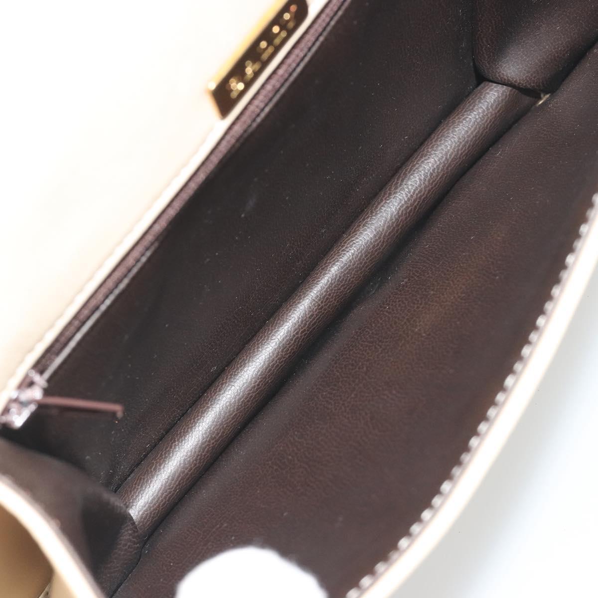 BALLY Shoulder Bag Leather 2way Ivory Gold Auth 197162A