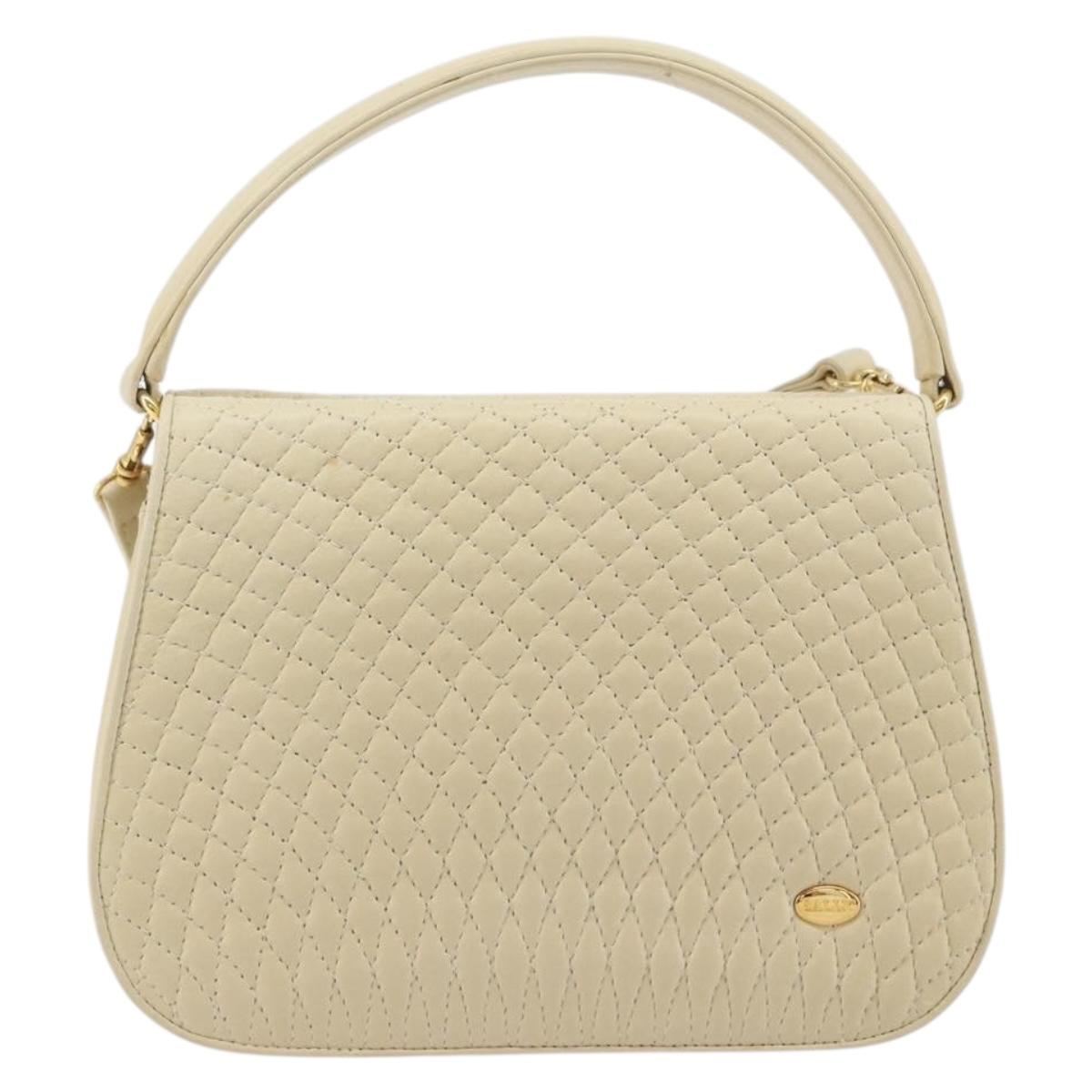 BALLY Shoulder Bag Leather 2way Ivory Gold Auth 197162A