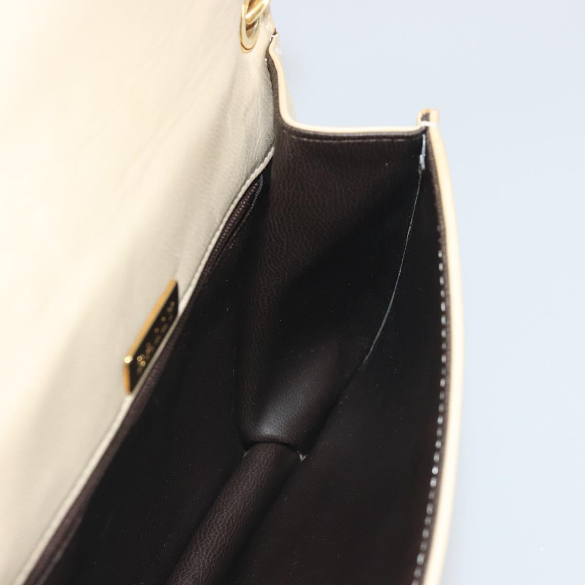 BALLY Shoulder Bag Leather 2way Ivory Gold Auth 197162A