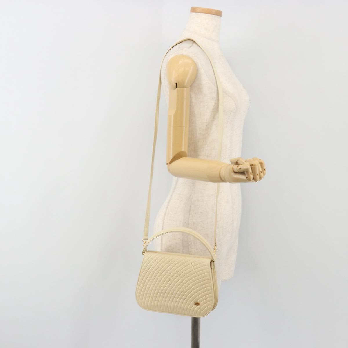 BALLY Shoulder Bag Leather 2way Ivory Gold Auth 197162A