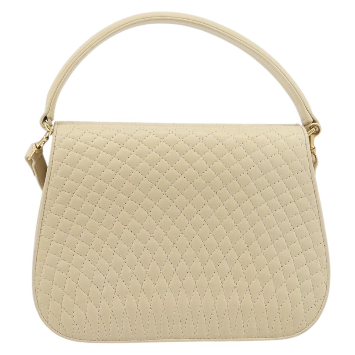 BALLY Shoulder Bag Leather 2way Ivory Gold Auth 197162A