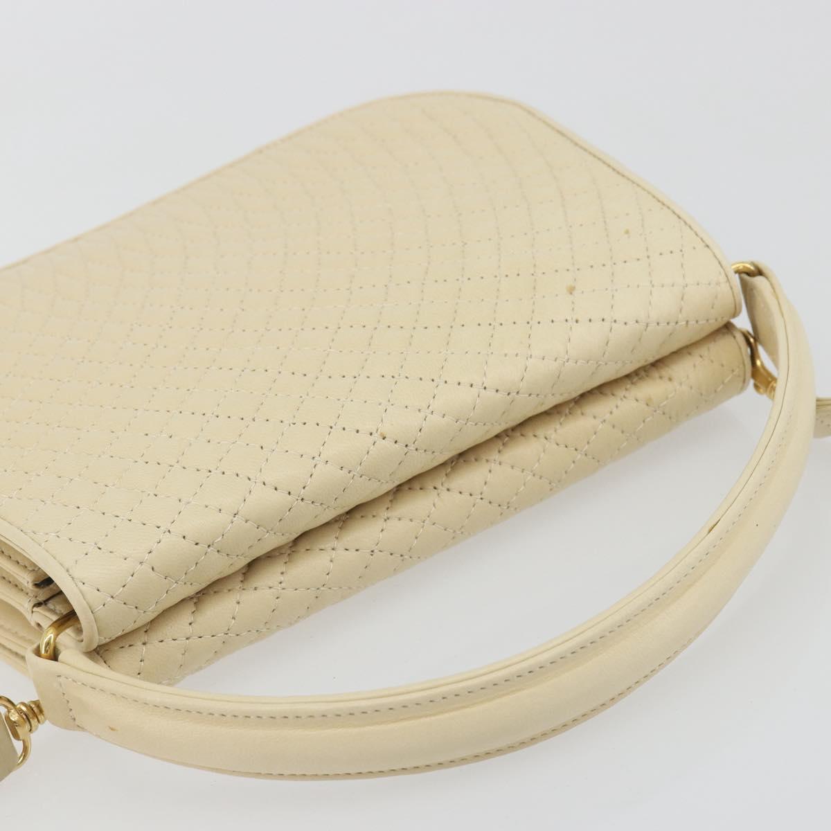 BALLY Shoulder Bag Leather 2way Ivory Gold Auth 197162A