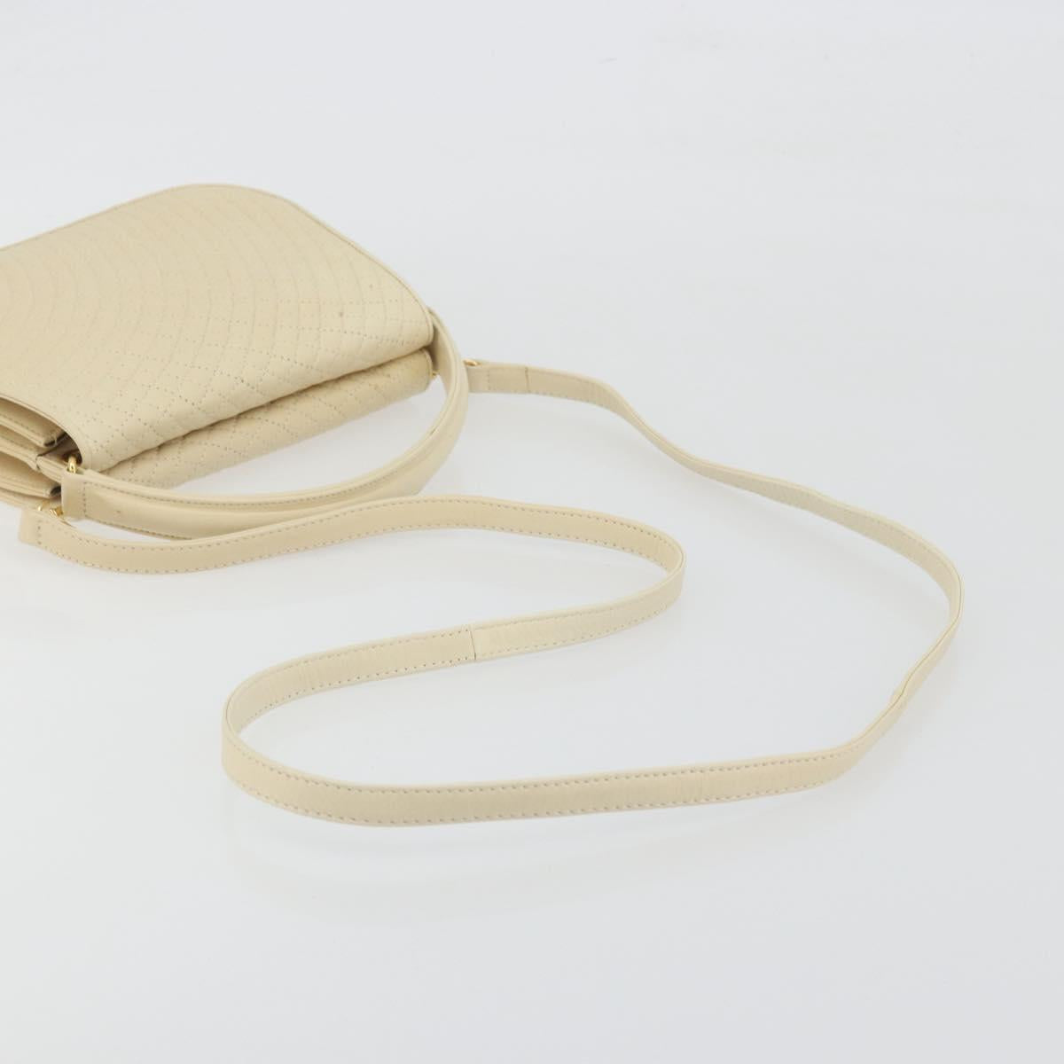 BALLY Shoulder Bag Leather 2way Ivory Gold Auth 197162A