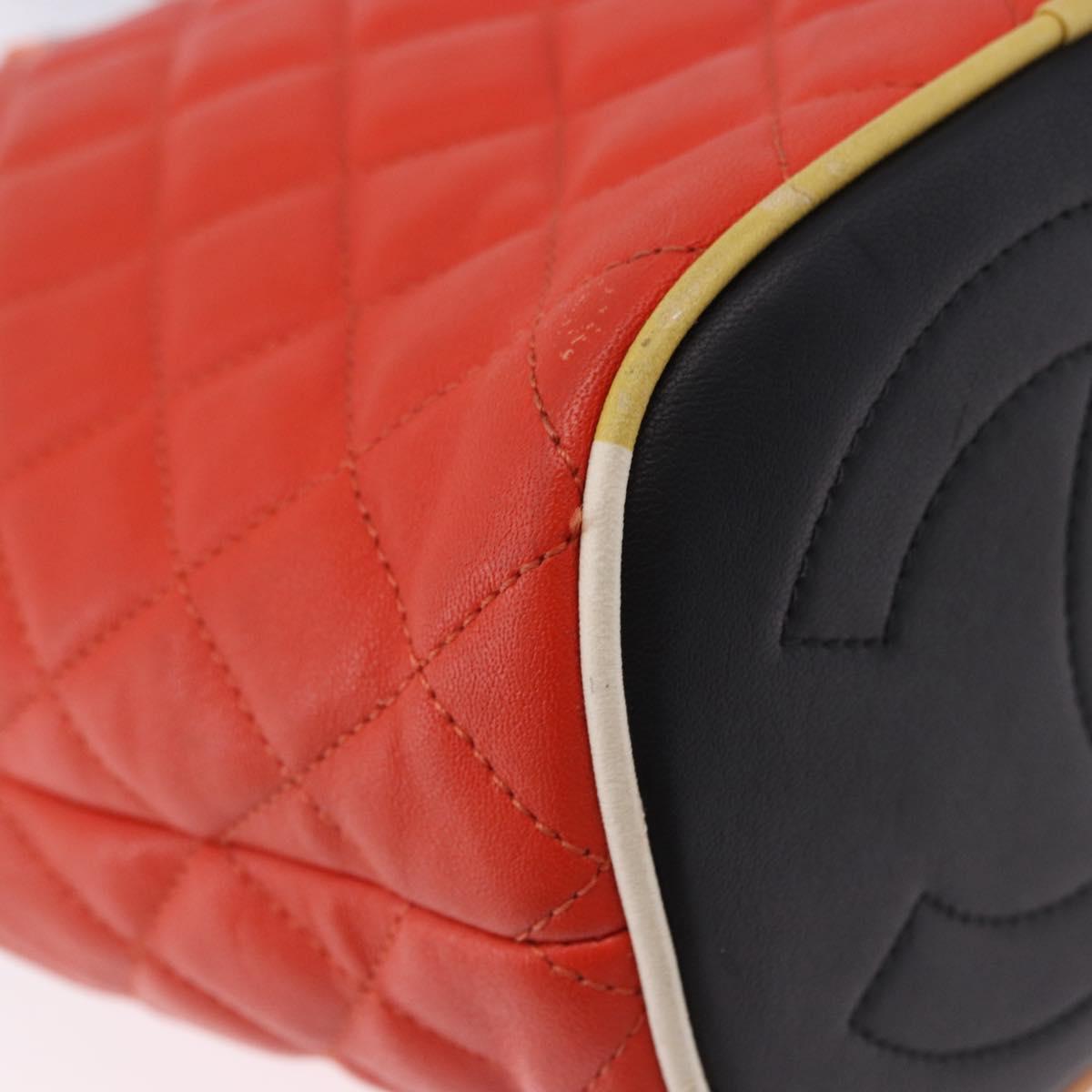 CHANEL Matelasse Chain Shoulder Bag Caviar Skin 2way Red Silver CC Auth 197163M