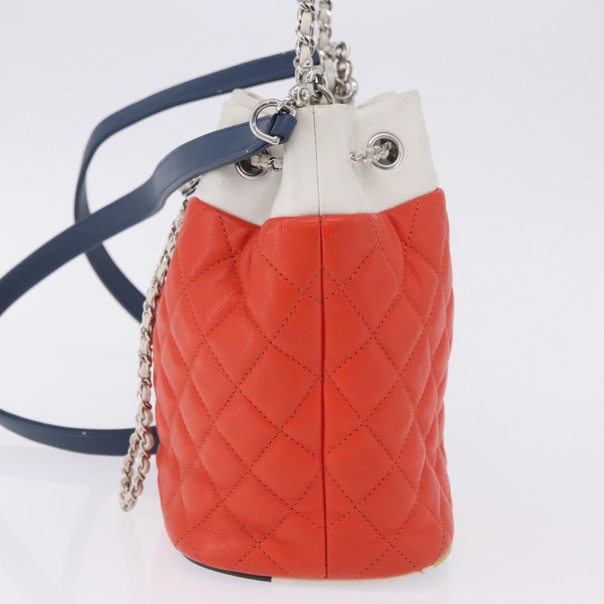 CHANEL Matelasse Chain Shoulder Bag Caviar Skin 2way Red Silver CC Auth 197163M