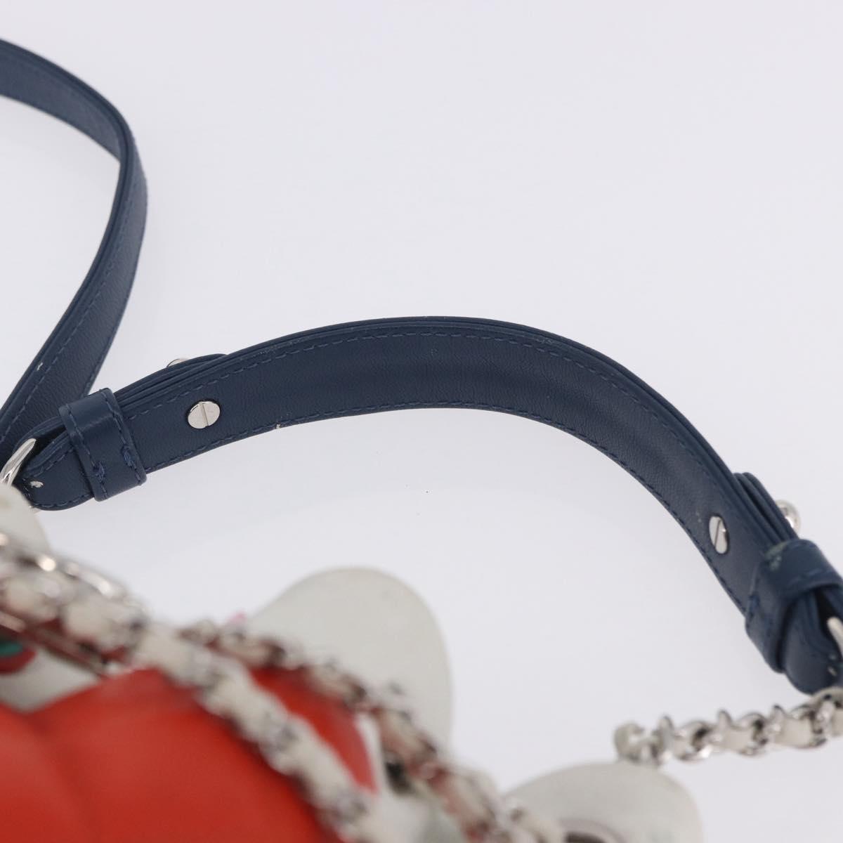 CHANEL Matelasse Chain Shoulder Bag Caviar Skin 2way Red Silver CC Auth 197163M