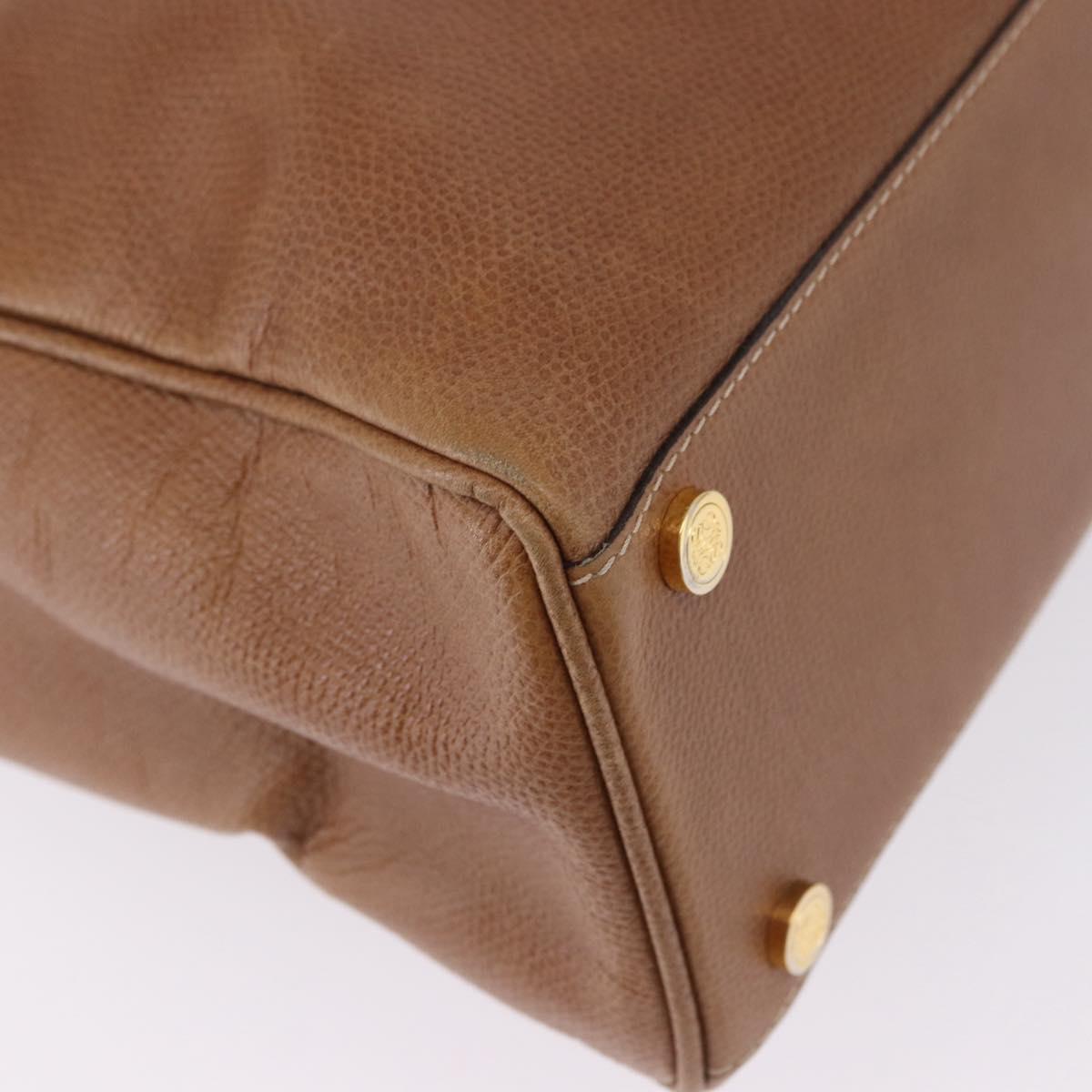 LOEWE Hand Bag Leather 2way Brown Gold Auth 197164
