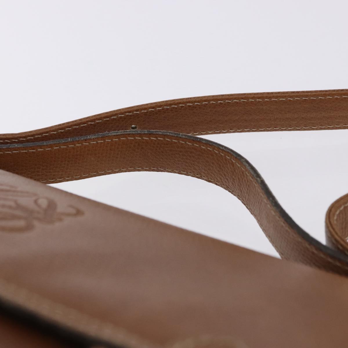 LOEWE Hand Bag Leather 2way Brown Gold Auth 197164