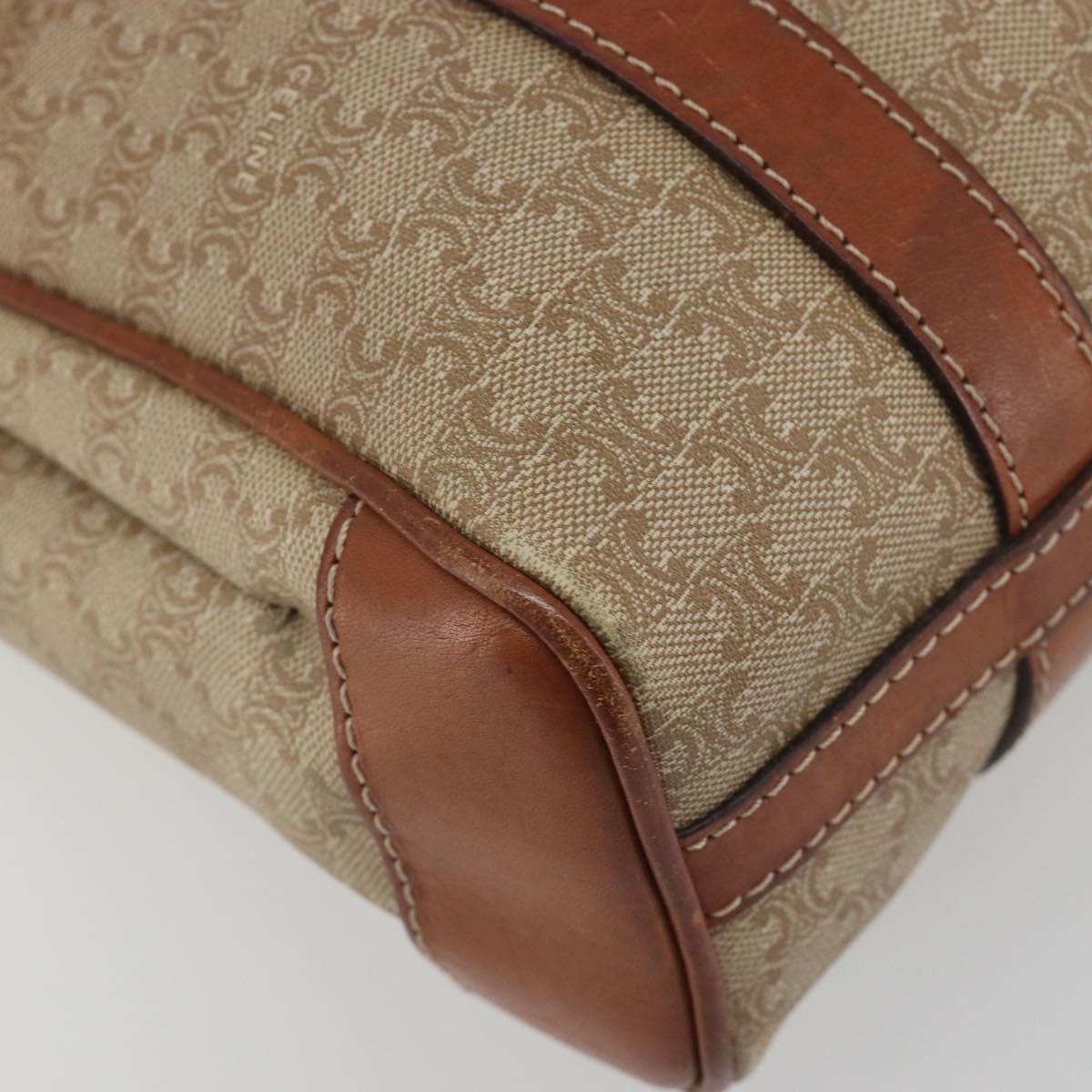 CELINE Macadam Canvas Hand Bag PVC Beige Gold Auth 197166