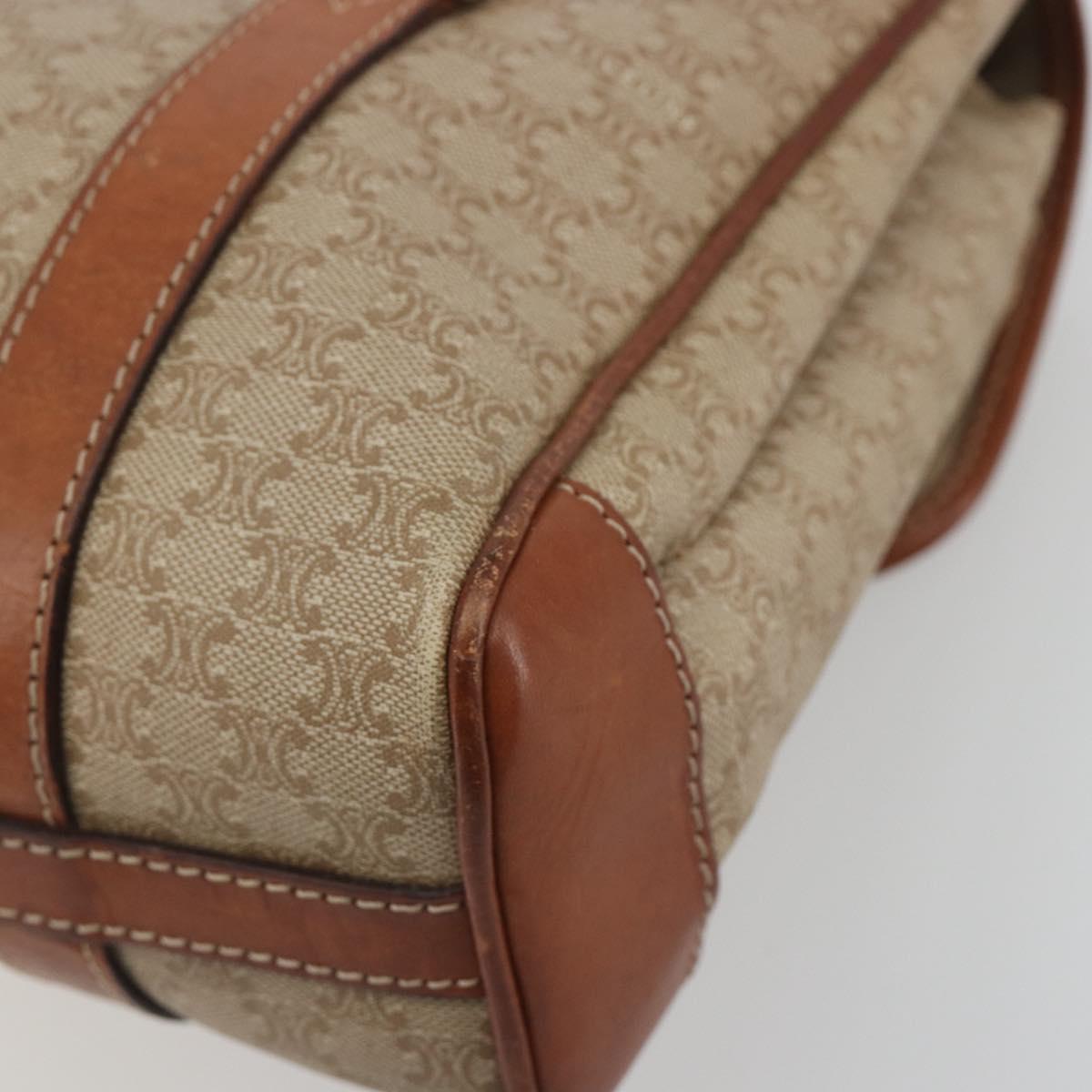 CELINE Macadam Canvas Hand Bag PVC Beige Gold Auth 197166