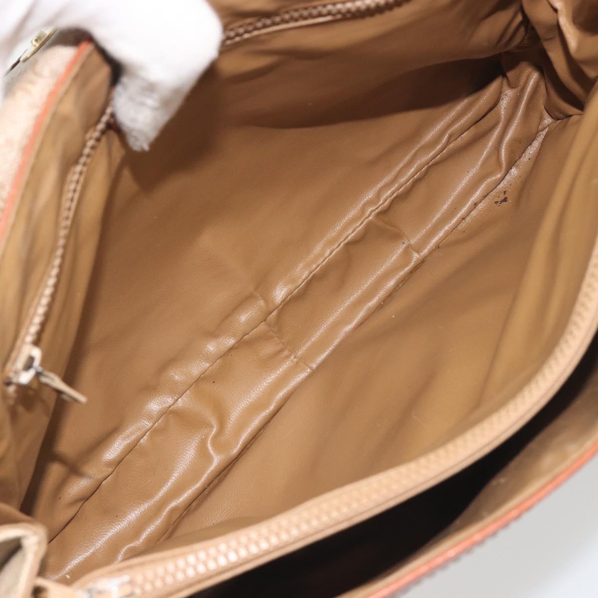 CELINE Macadam Canvas Hand Bag PVC Beige Gold Auth 197166