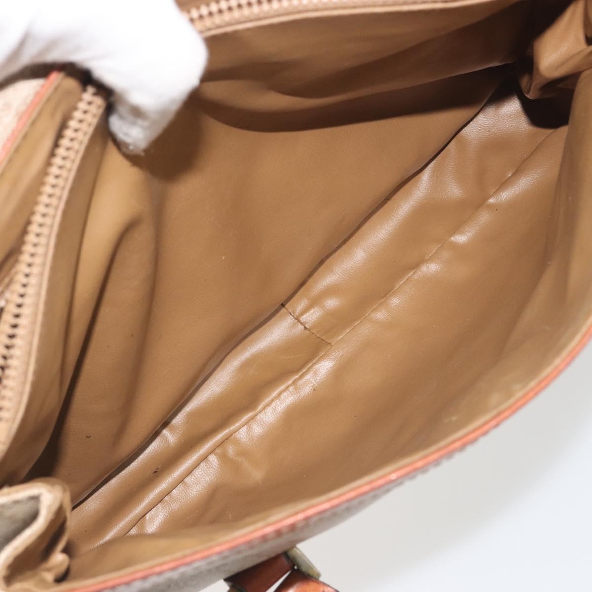 CELINE Macadam Canvas Hand Bag PVC Beige Gold Auth 197166