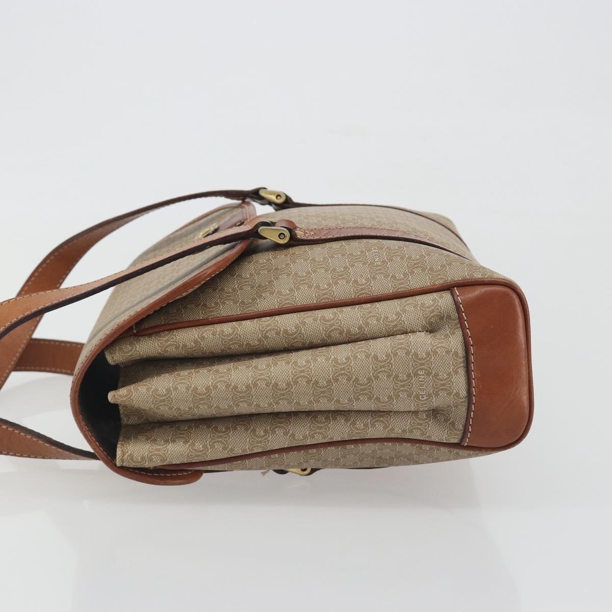CELINE Macadam Canvas Hand Bag PVC Beige Gold Auth 197166