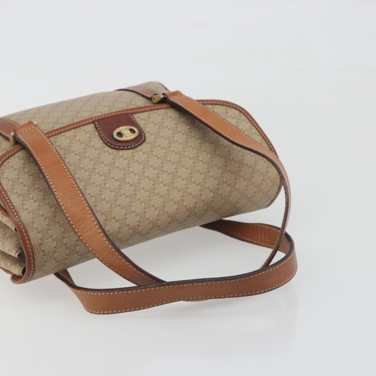 CELINE Macadam Canvas Hand Bag PVC Beige Gold Auth 197166