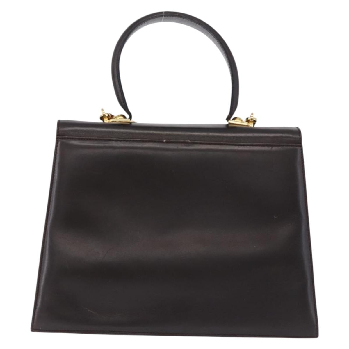 Salvatore Ferragamo Gancini Hand Bag Leather 2way Brown Gold Auth 197167