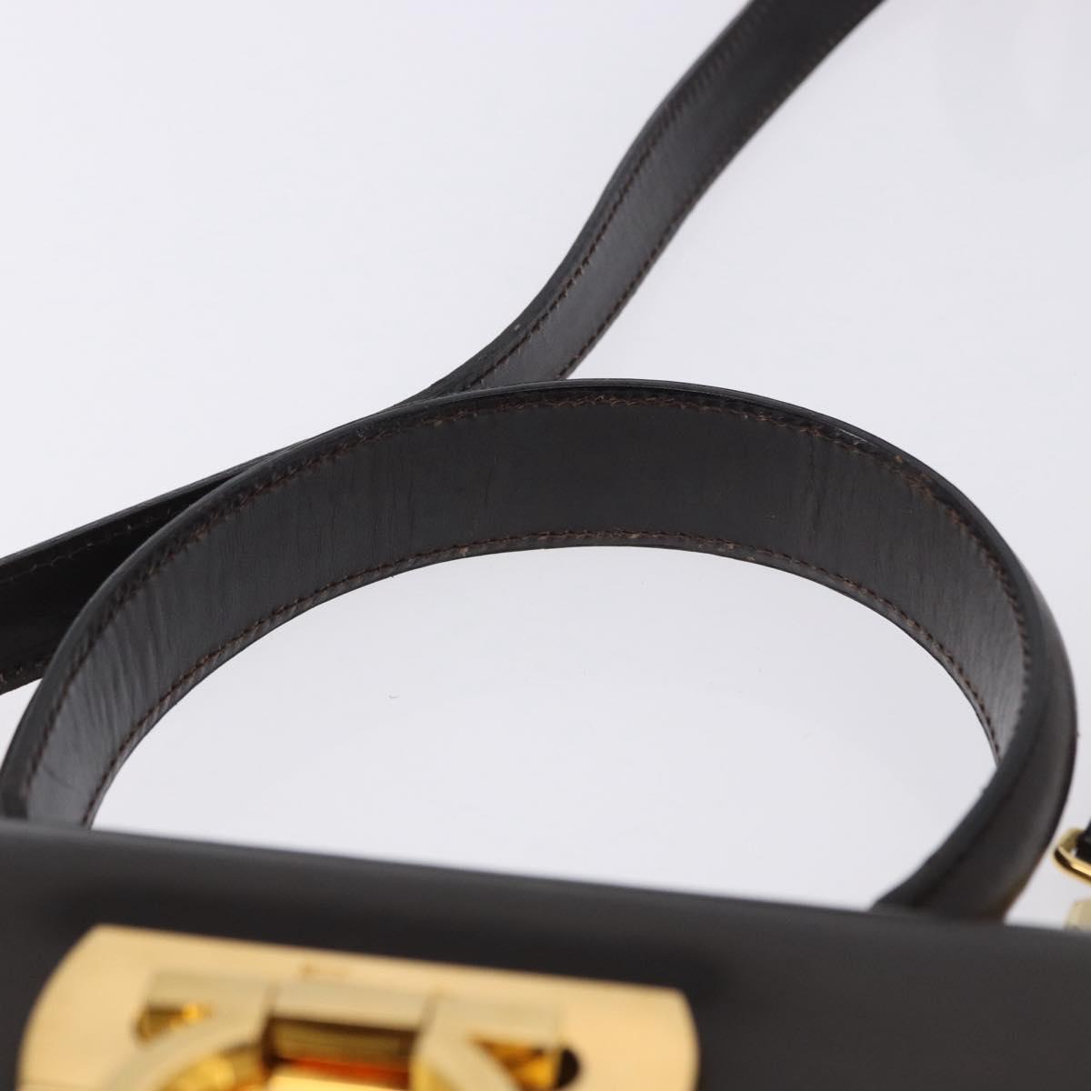 Salvatore Ferragamo Gancini Hand Bag Leather 2way Brown Gold Auth 197167