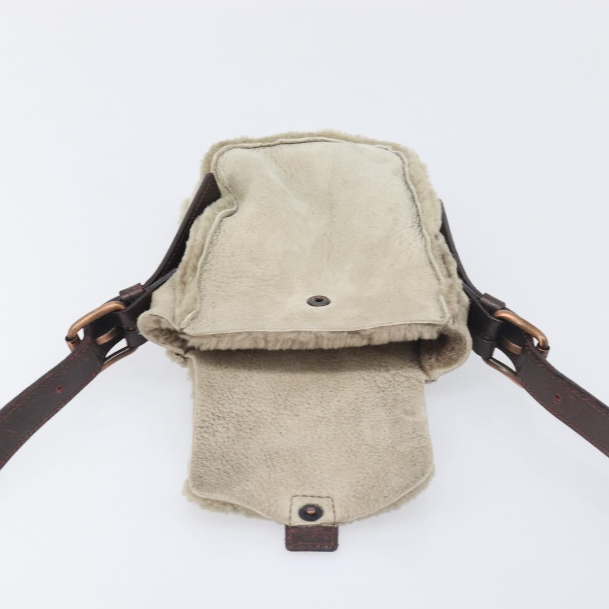 CELINE Shoulder Bag Mouton Brown Auth 197168