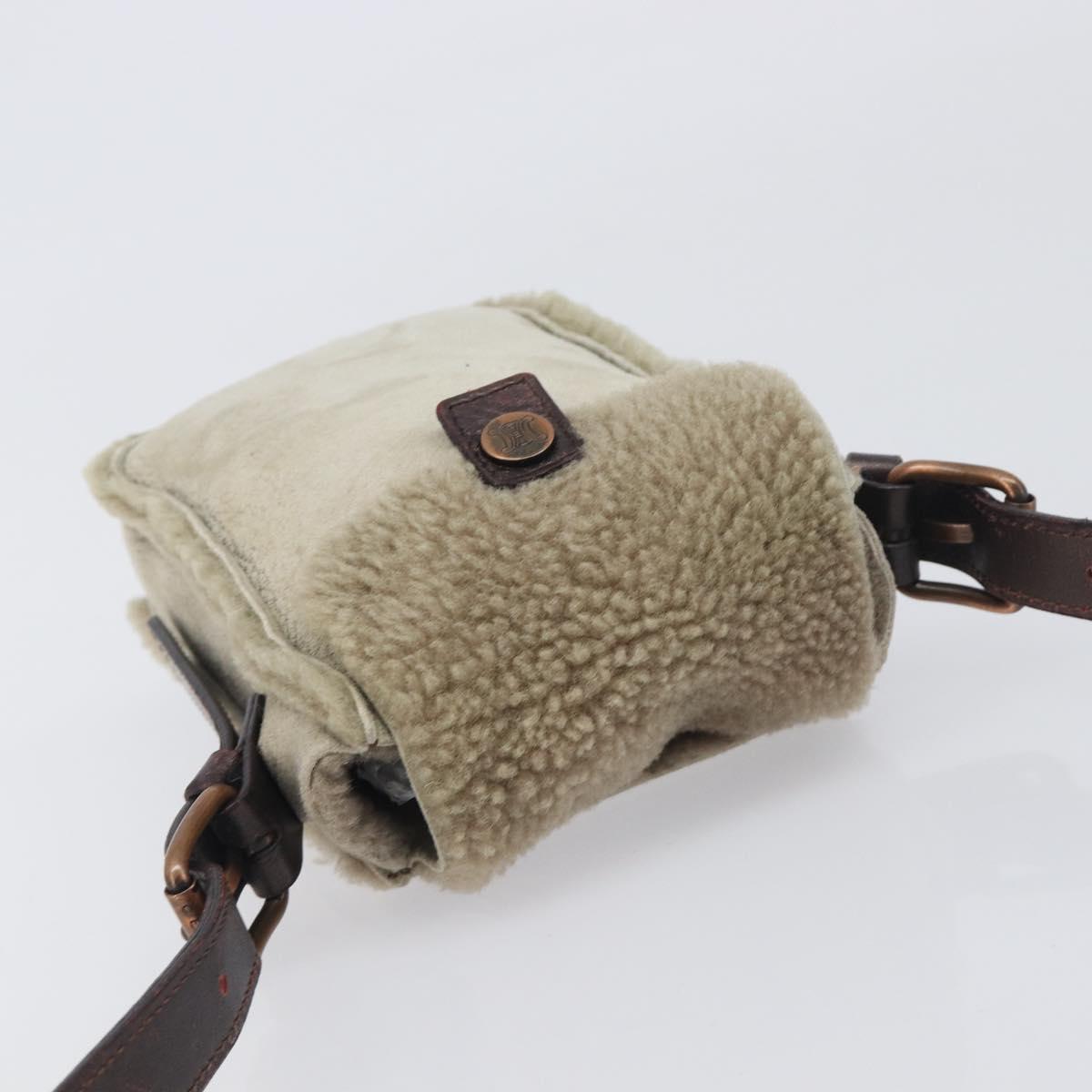 CELINE Shoulder Bag Mouton Brown Auth 197168