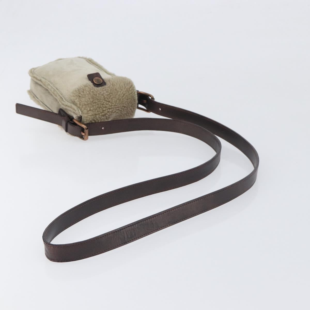 CELINE Shoulder Bag Mouton Brown Auth 197168