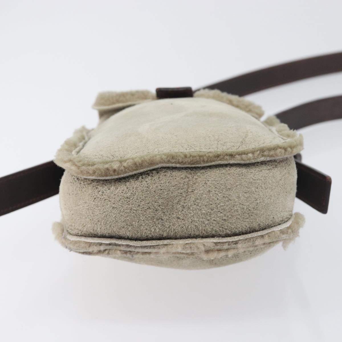 CELINE Shoulder Bag Mouton Brown Auth 197168