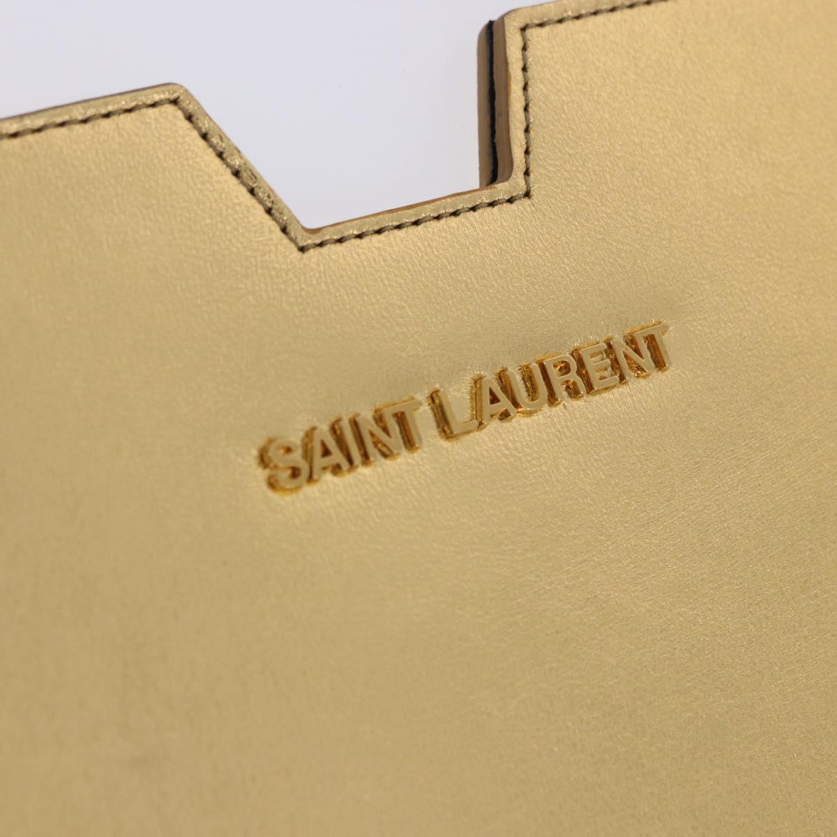 SAINT LAURENT iPad Case Leather Gold Auth 197169M