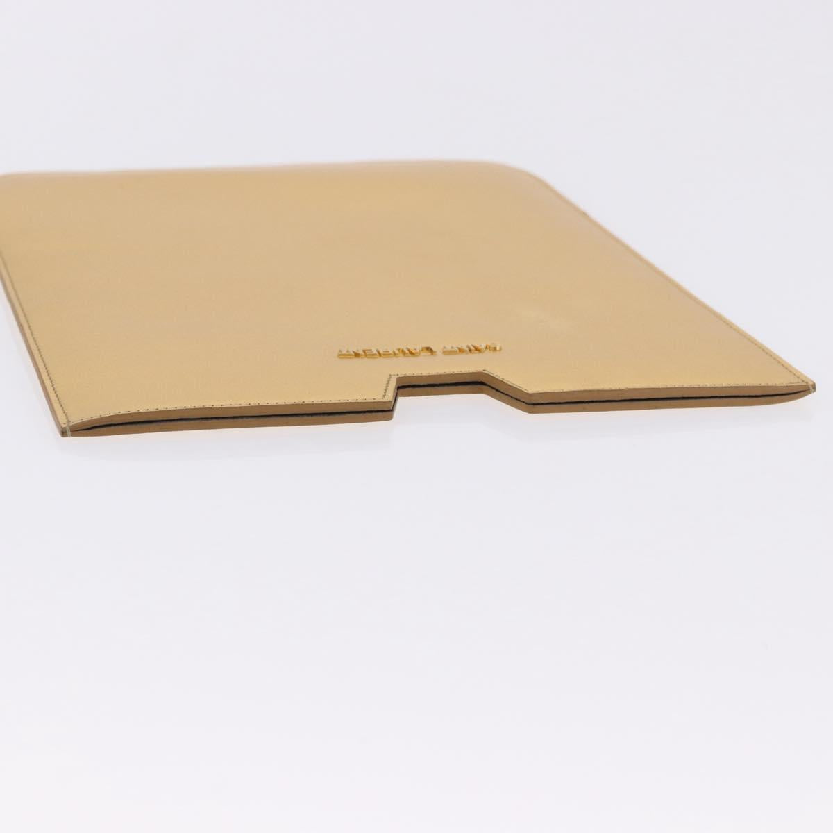 SAINT LAURENT iPad Case Leather Gold Auth 197169M