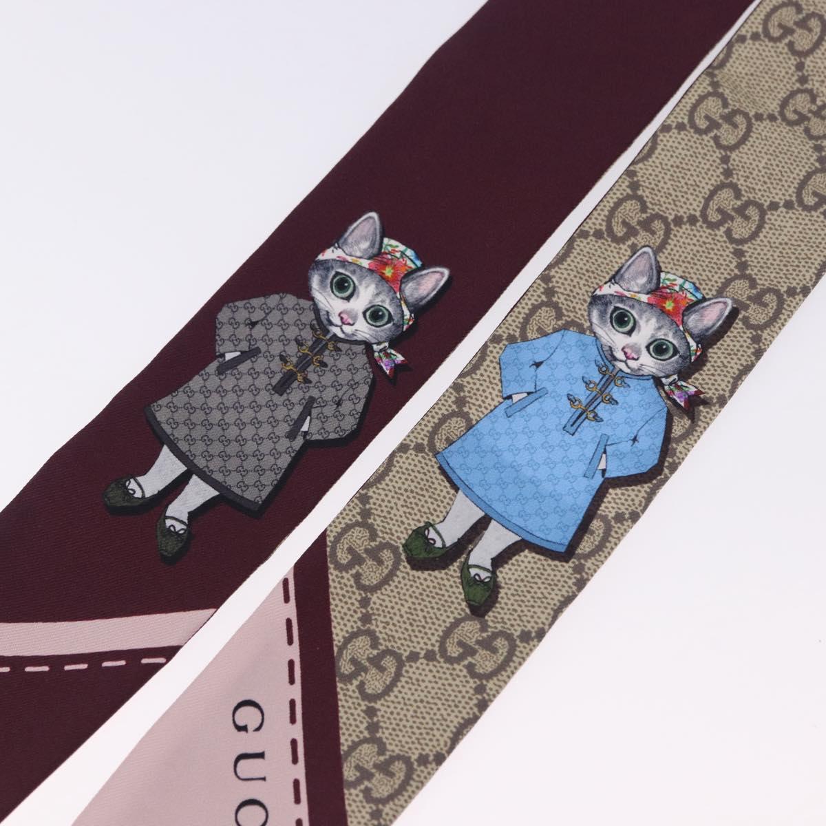 GUCCI GG Canvas Scarf Silk Higuchi Yuko Collaboration Beige Auth 197171M